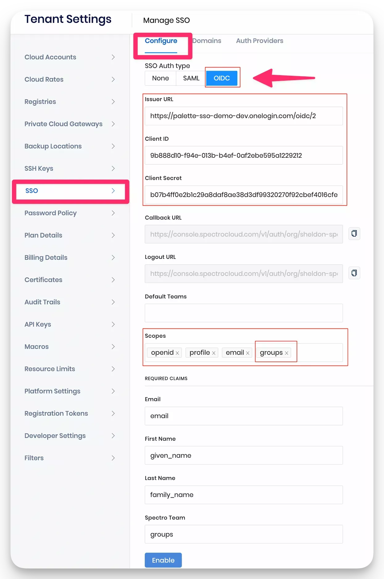 Full OIDC config